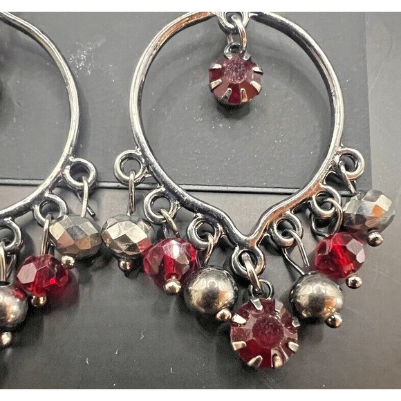 Lot of 3 Pair Tanya Creations Earrings Red Crystal Dangles & Hoops NOS Nordstrom - Picture 11 of 16